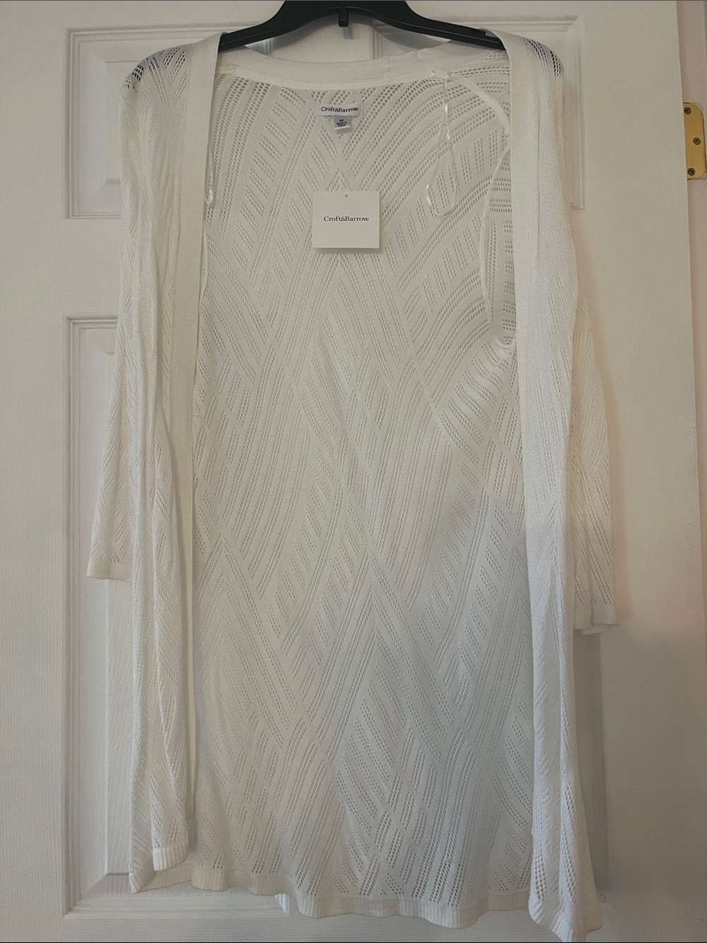 croft & barrow White Open-Front Knit Cardigan